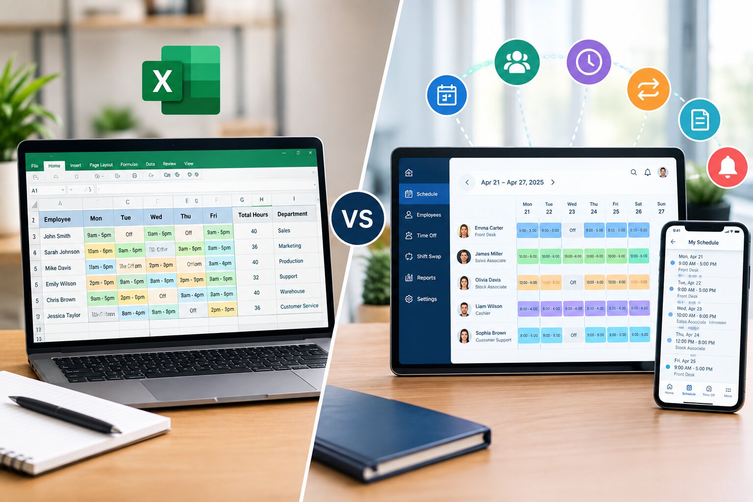 Excel Shift Schedule vs. Employee Scheduling Software: What’s the Difference?